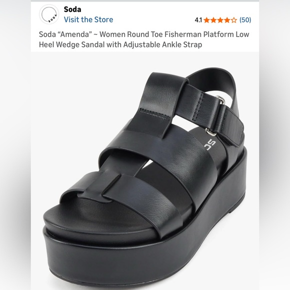 Soda Black Strappy Platform Sandals - Picture 7 of 10